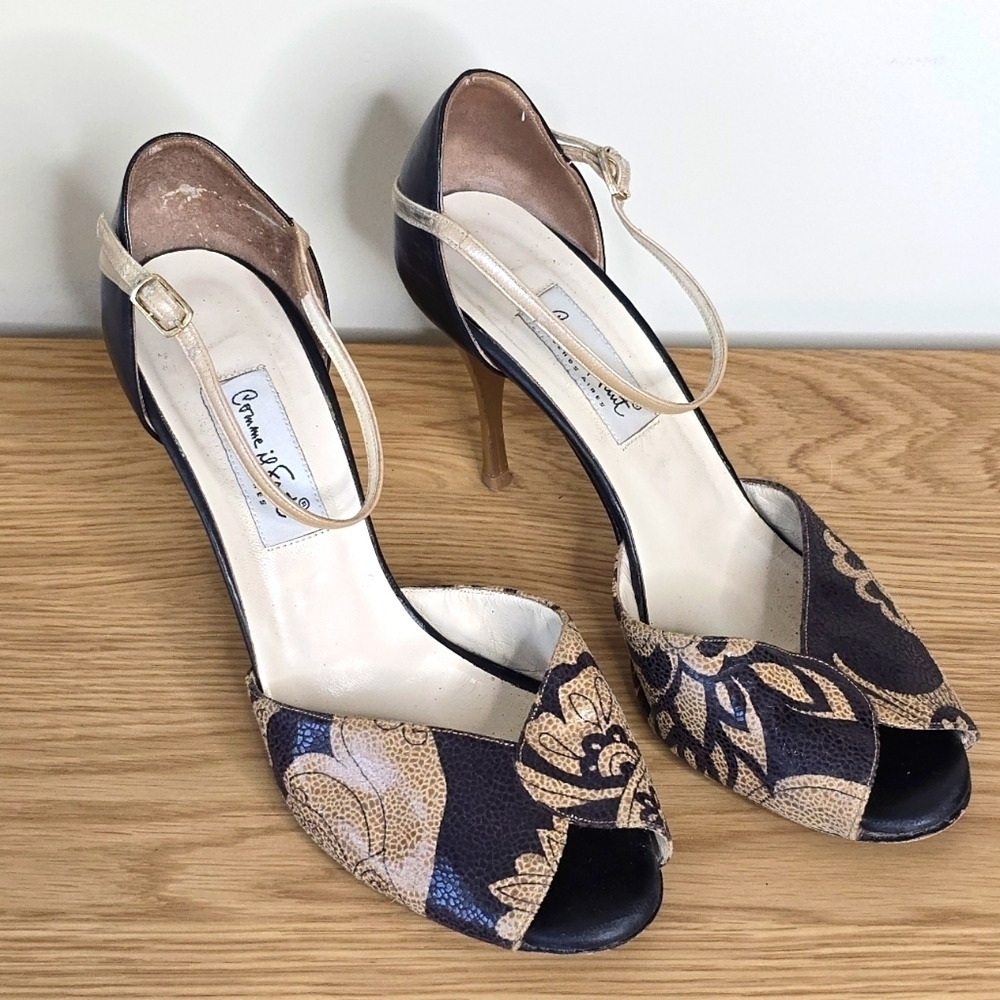 Comme il Faut Women’s Black Tan Leather Argentine Tango Dance Heels Size 11